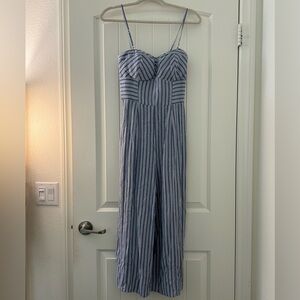 American Eagle Blue & White Pinstripe Jumpsuit w/ Bustier/ Sweet Heart Detailing